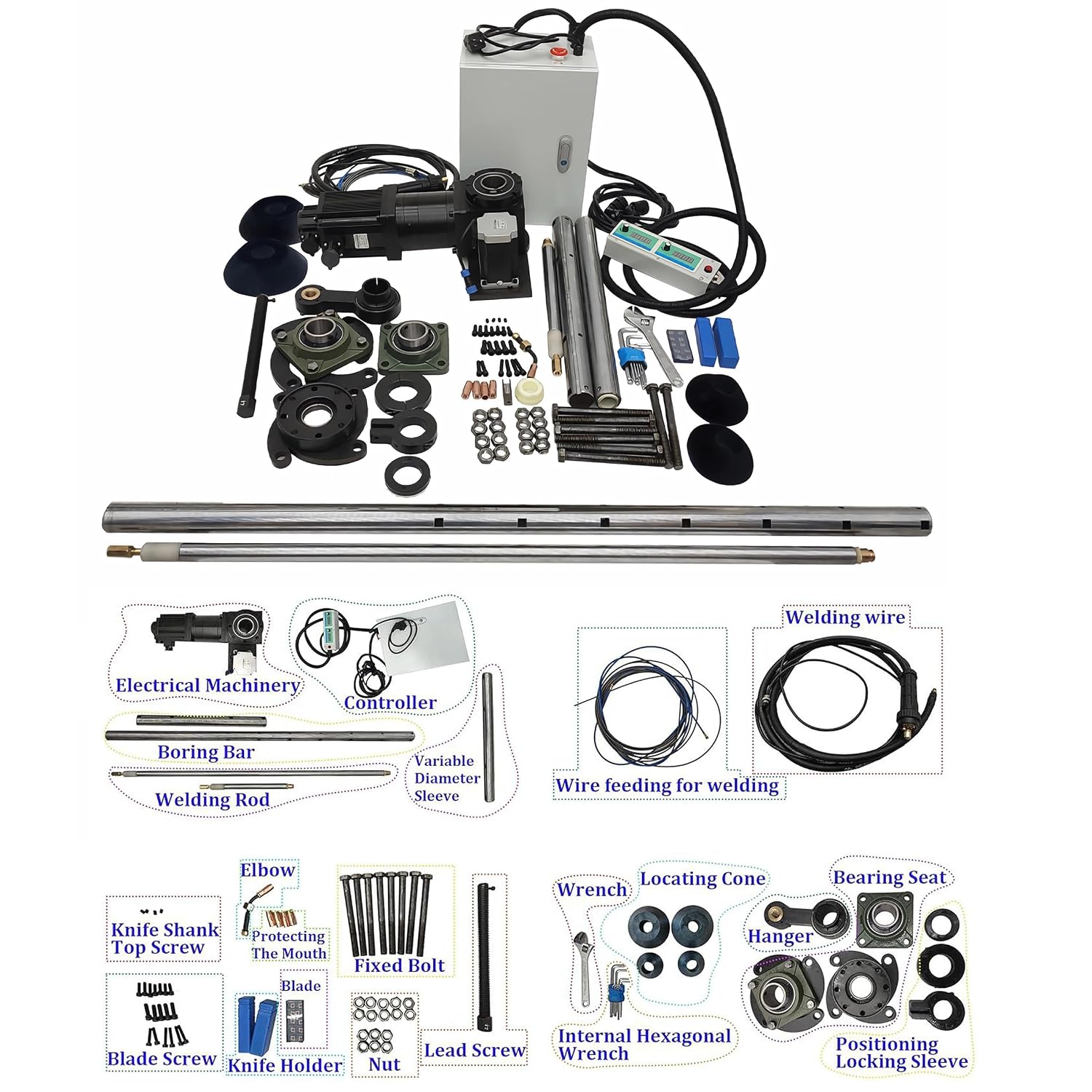 INTSUPERMAI Portable Line Boring and Welding Machine Bore Welder 110V Hole Drilling Connecting Rod Boring Machine European Connector NO Welder for Excavators Cranes Loaders