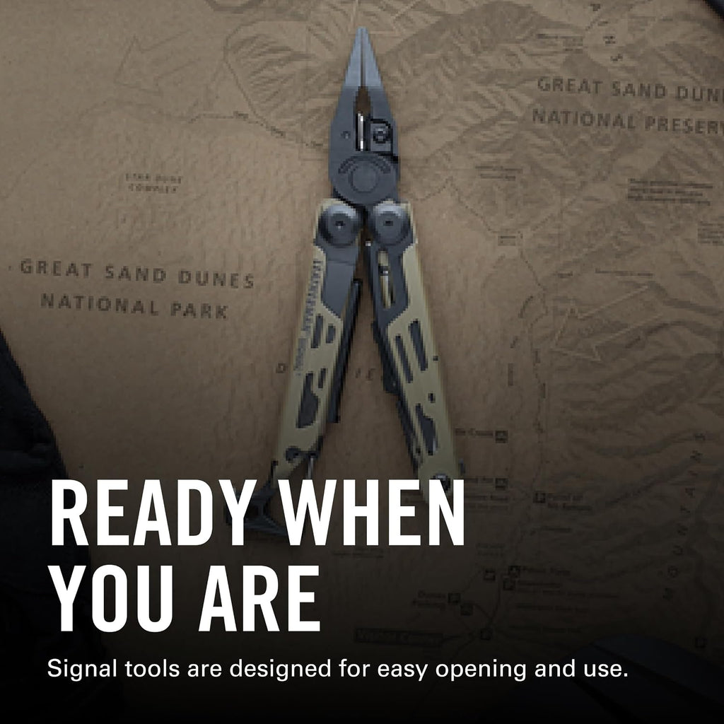 LEATHERMAN, Signal, 19-in-1 Multi-tool for Outdoors, Camping, Hiking, Fishing, Survival, Durable & Lightweight EDC, Made in the USA, Coyote Tan