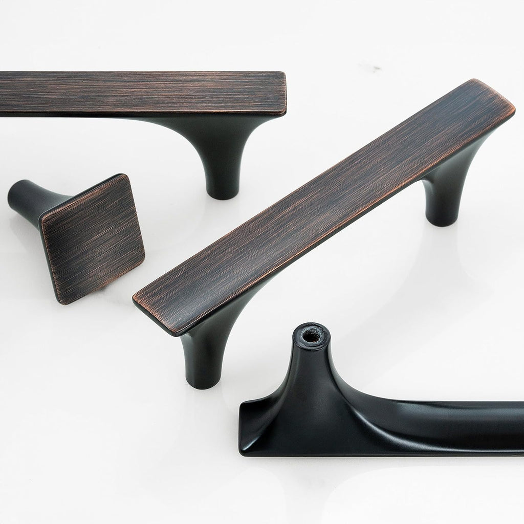 HESTIA HARDWARE 30 Pack Handles for Cabinets and Drawers | 5 Inch Hole to Hole Oil Rubbed Bronze Modern Kitchen Cabinet Handles, Kitchen Brushed Bronze Drawer and Dresser Pulls (Z15.128mm.30.O)