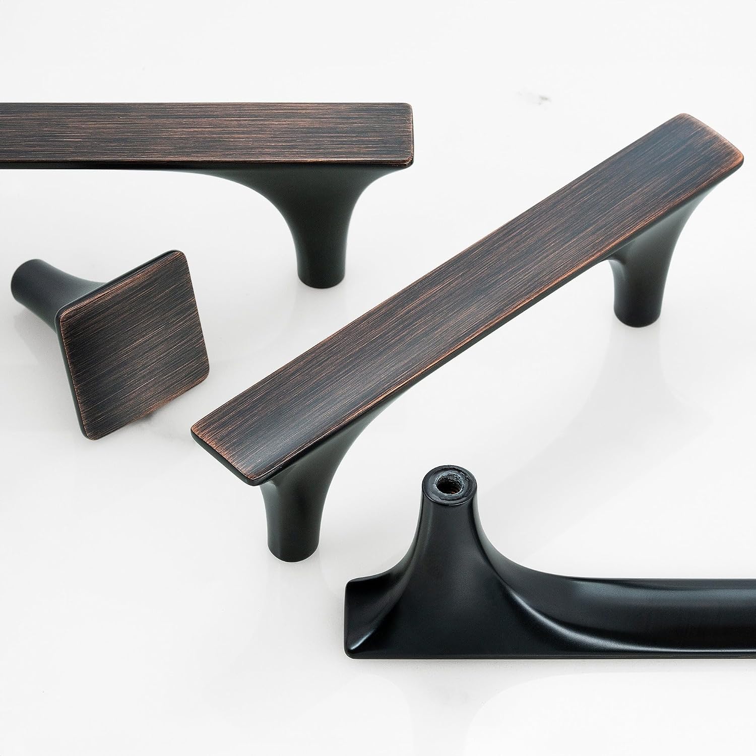 HESTIA HARDWARE 30 Pack Handles for Cabinets and Drawers | 5 Inch Hole to Hole Oil Rubbed Bronze Modern Kitchen Cabinet Handles, Kitchen Brushed Bronze Drawer and Dresser Pulls (Z15.128mm.30.O)