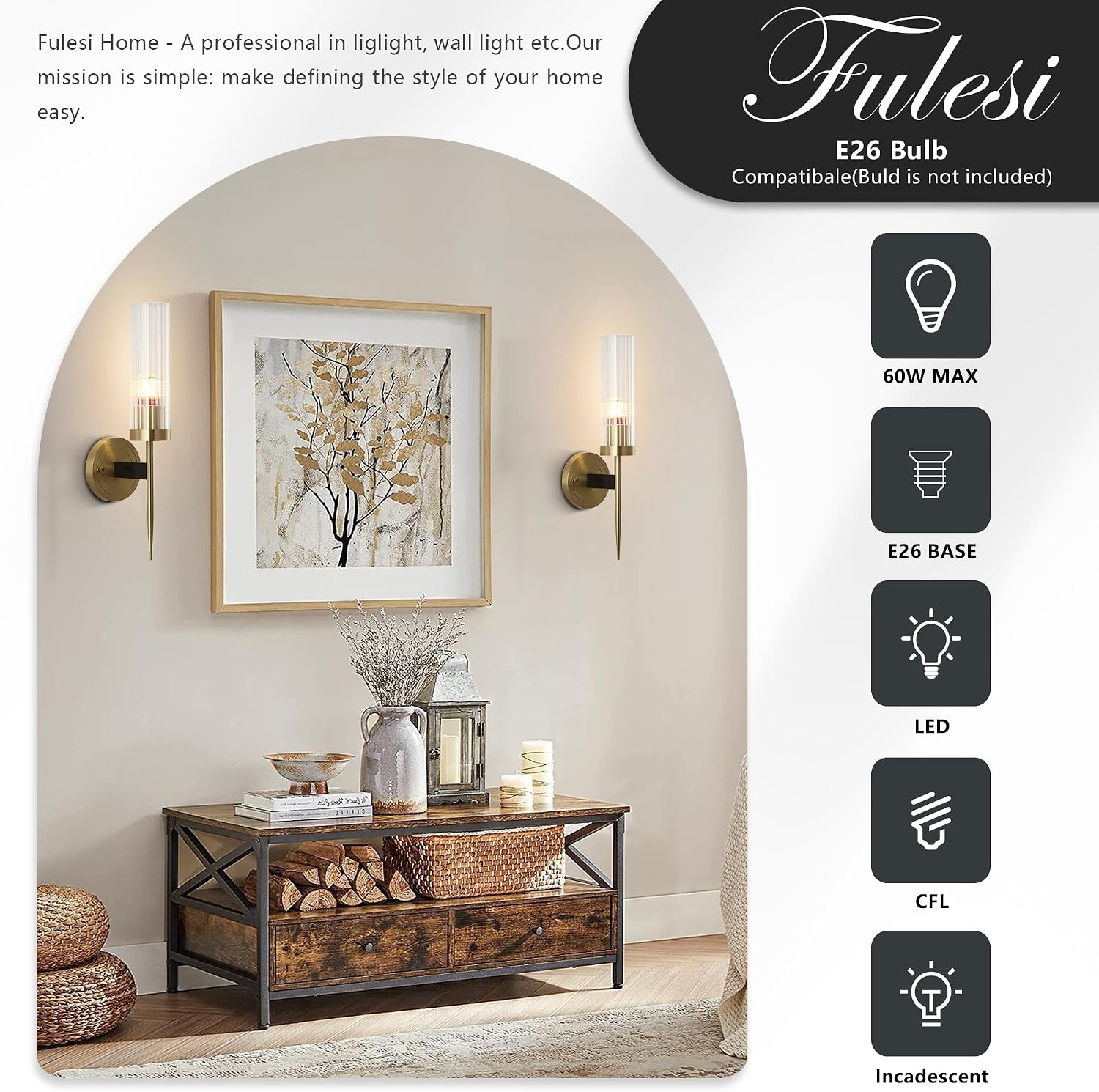 Modern Indoor Wall Sconces Sets of 2 Wall Lamp Vanity Light Antique Brushed Gold Wall Mount Lighting with Clear Glass Shade Farmhouse Wall Lights Bath Sconce for Bedroom Living Room Hallway