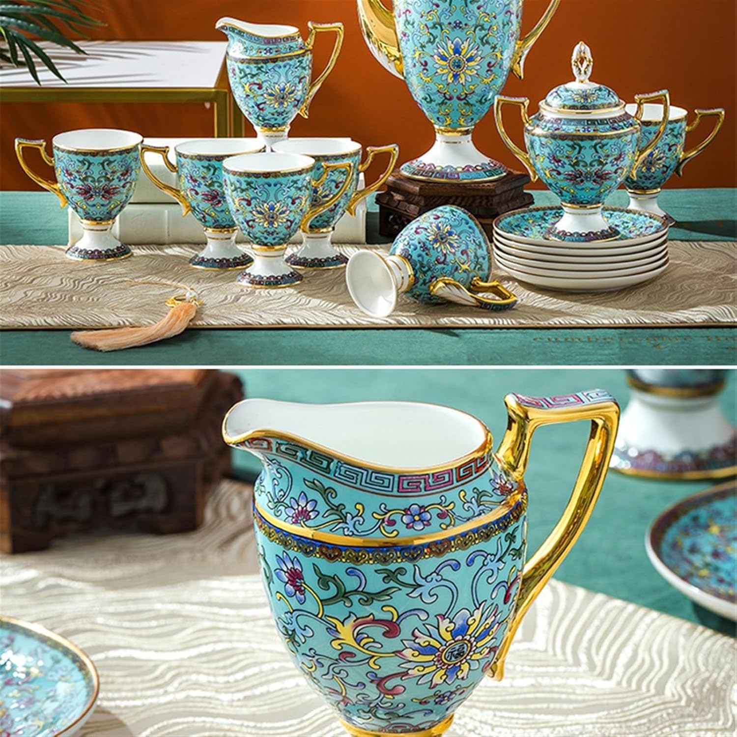 Beverage Serveware 15-piece afternoon tea coffee set bone china coffee cup and saucer set multifunctional household tea set tea party essentials Water Carafe