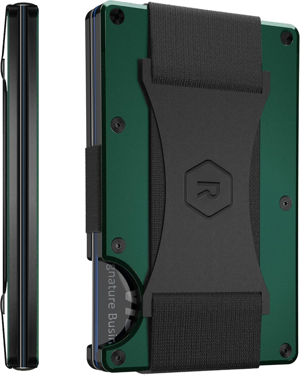 The Ridge Secure Essentials Bundle: Minimalist RFID-Blocking Slim Wallet with Cash Strap Forest Green & Compact Key Organizer Set Aluminum Black