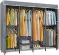 VIPEK V40C Covered Clothing Rack Heavy Duty with Cover, Custom Freestanding Closet Portable Wardrobe for Bedroom, Large Black with Grey Upgraded Polyester Cover