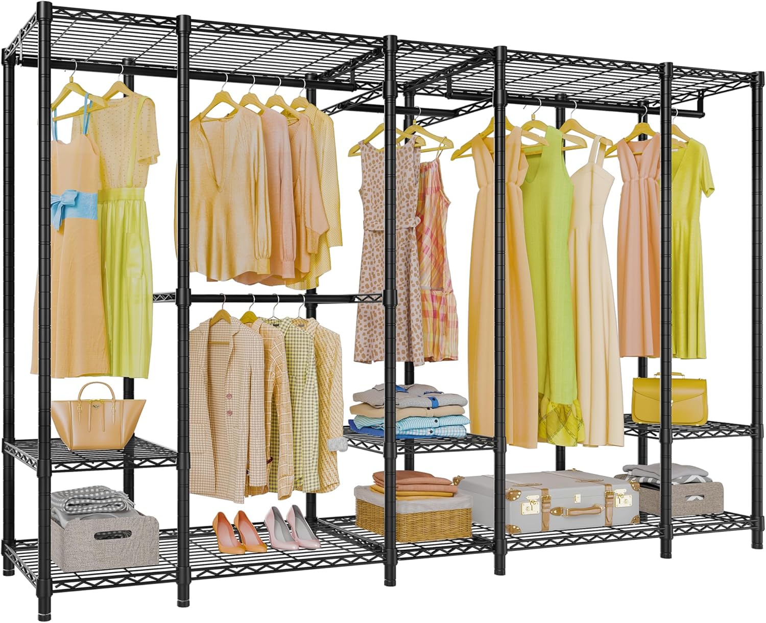 VIPEK V50 Heavy Duty Clothes Rack, Extra Large Freestanding Garment Rack with Adjustable Shelves, Open Closet Storage System for Bedroom, Reach-in/Walk-in Closet, 1300 lbs Capacity, Black
