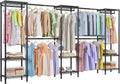 Higeego H11 Large Clothing Rack for Hanging Clothes Heavy Duty Garment Rack, Freestanding Wardrobe Closet Organizer and Storage with Expandable Hanger Rods, Extendable from 7.8 to 10.8 ft, Black