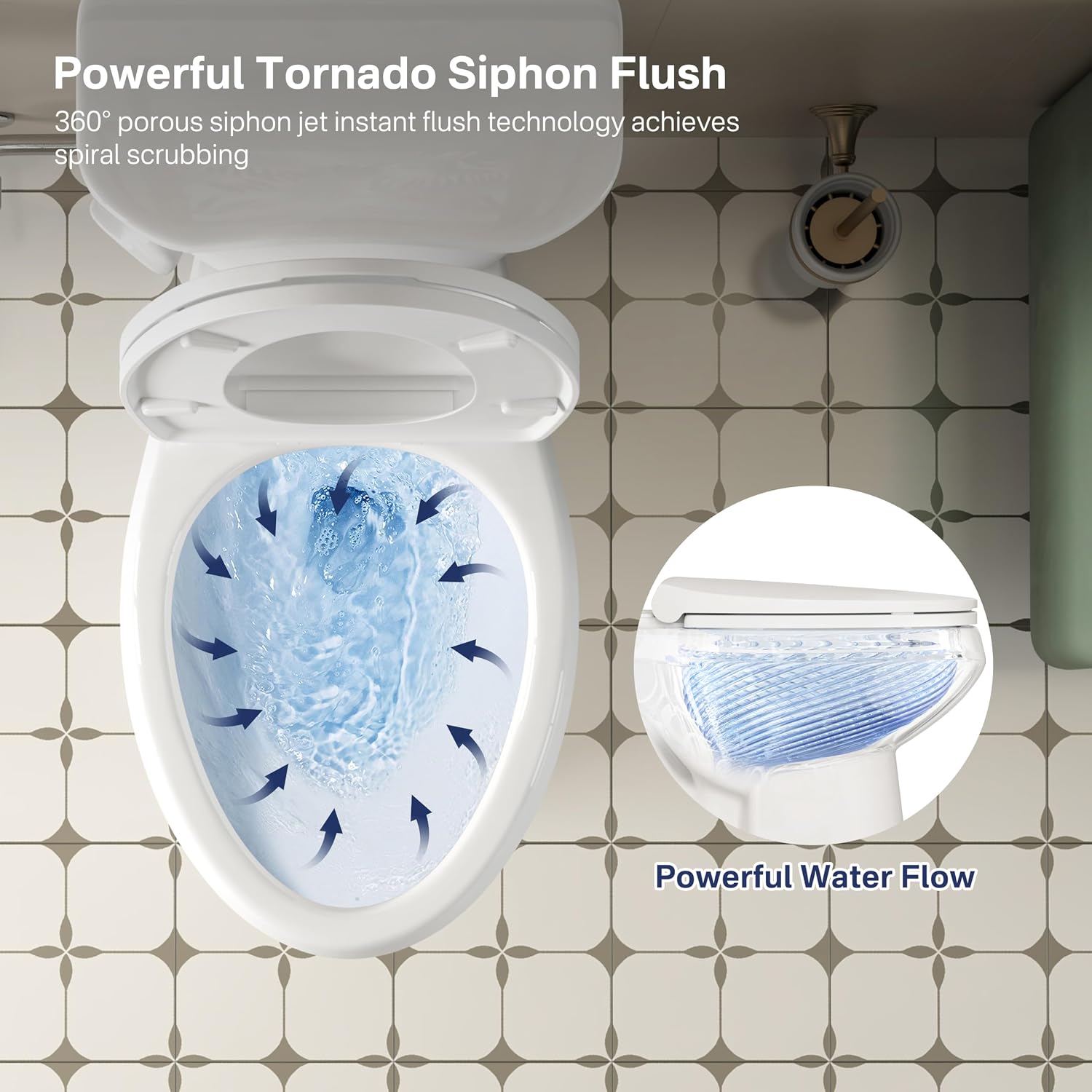 Eridanus Tall Two Piece Toilet, ADA Compliant Chair Height 19.7', Elongated Toilets Bowl 19' with Soft Close Seat, Single Flush 1.28 GPF Powerful Siphon, 12' Rough-In Floor Mounted Commode for Seniors