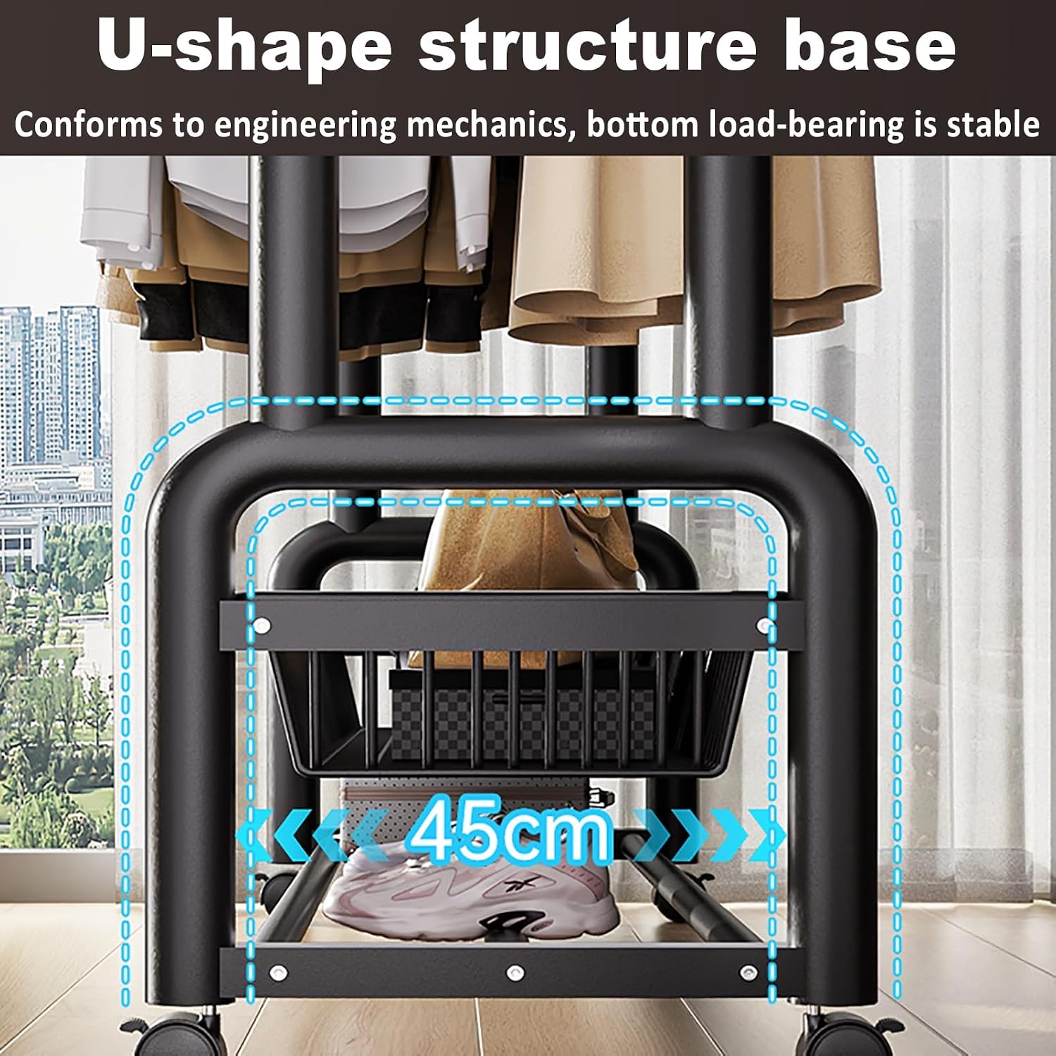 Heavy Duty Clothes Rack, Rolling Garment Rack With Wheels, Clothing Racks, Metal Portable Wardrobe Closet Racks For Bedroom, Entry Hall(White,100cm/39.4in)