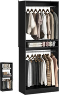 Unikito Freestanding Closet System, 25' Closet Organizer Wardrobe with Hanging Rod & Shelves, Adjustable Clothes Garment Rack, Sturdy Walk in Towers, Easy Assembly, 25' W x 16' D x 80' H, Black