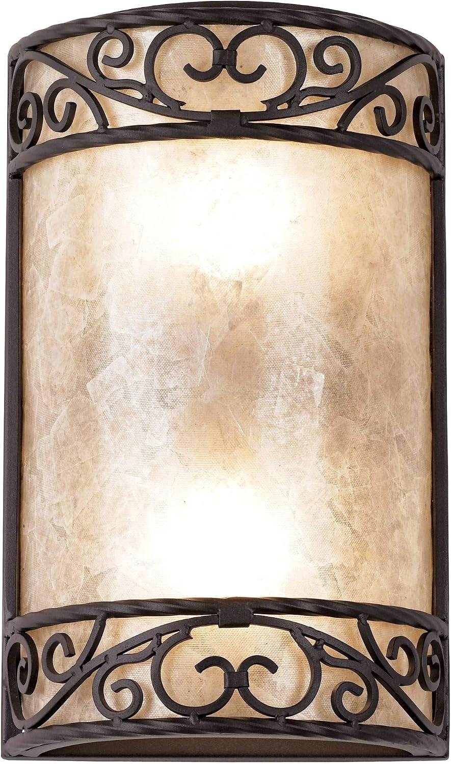 John Timberland Natural Mica Collection Antique Wall Light Sconces Set of 2 Rustic Walnut Brown Hardwired 12 1/2' High Fixture Scrollwork for Bedroom Bathroom Bedside Living Room Home Hallway