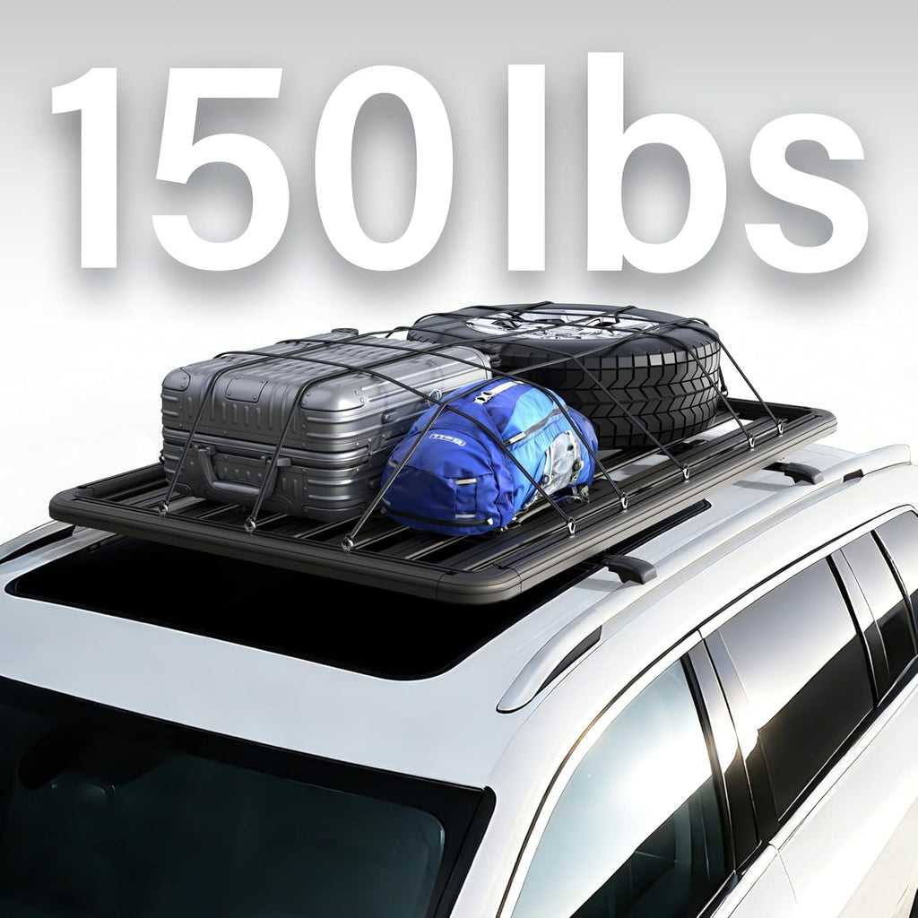 WILDROAD Aluminum Roof Platform, 63' x 47' Universal Flat Roof Rack Heavy Duty Roof Rack Platform with 10 Sets Eye Bolt Nut and T-Screws Anchoring Kit Fits for SUV, Truck