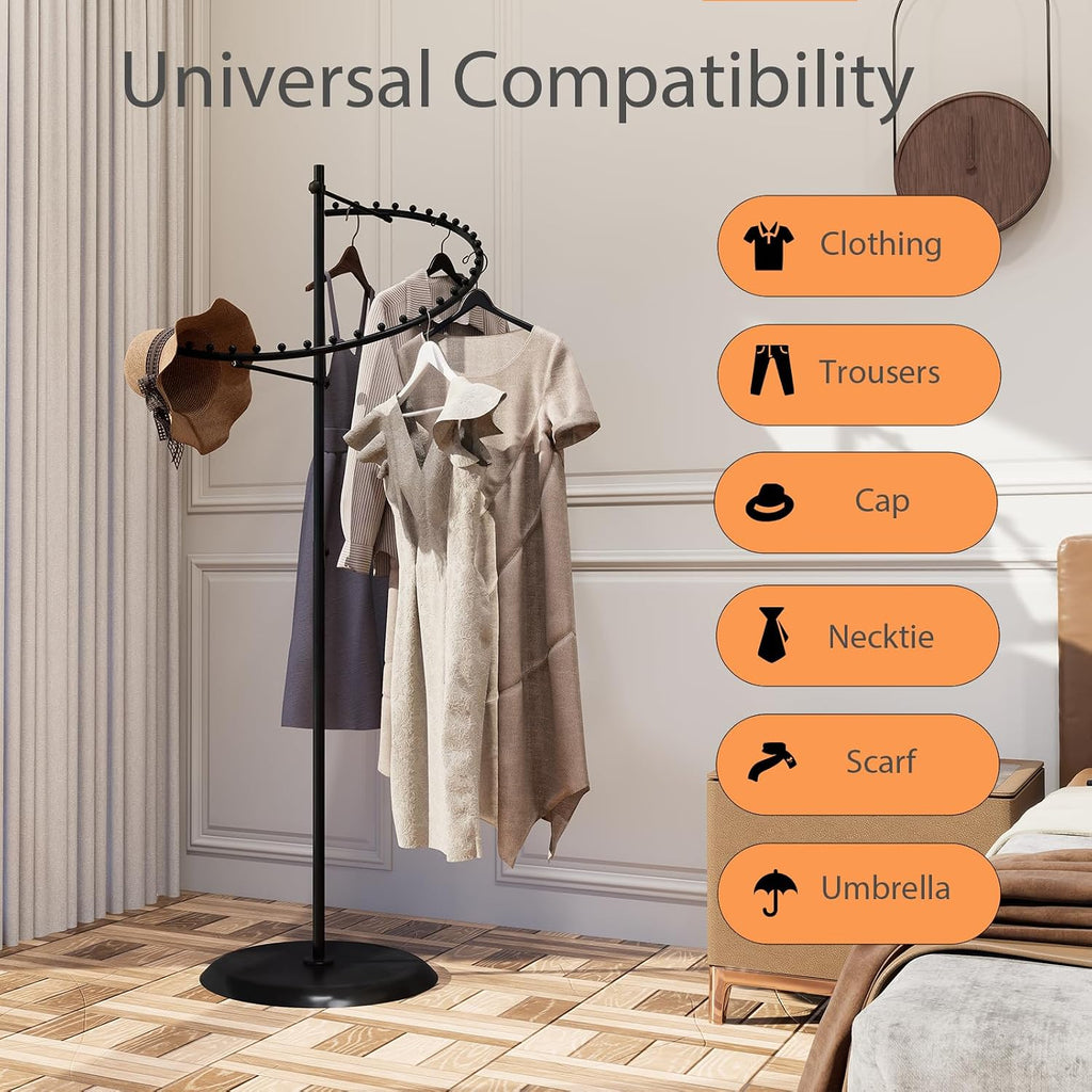 Spiral Clothing Rack Garment Racks Heavy Duty Black Rack Freestanding Clothes Racks for Bedroom Living Room Store