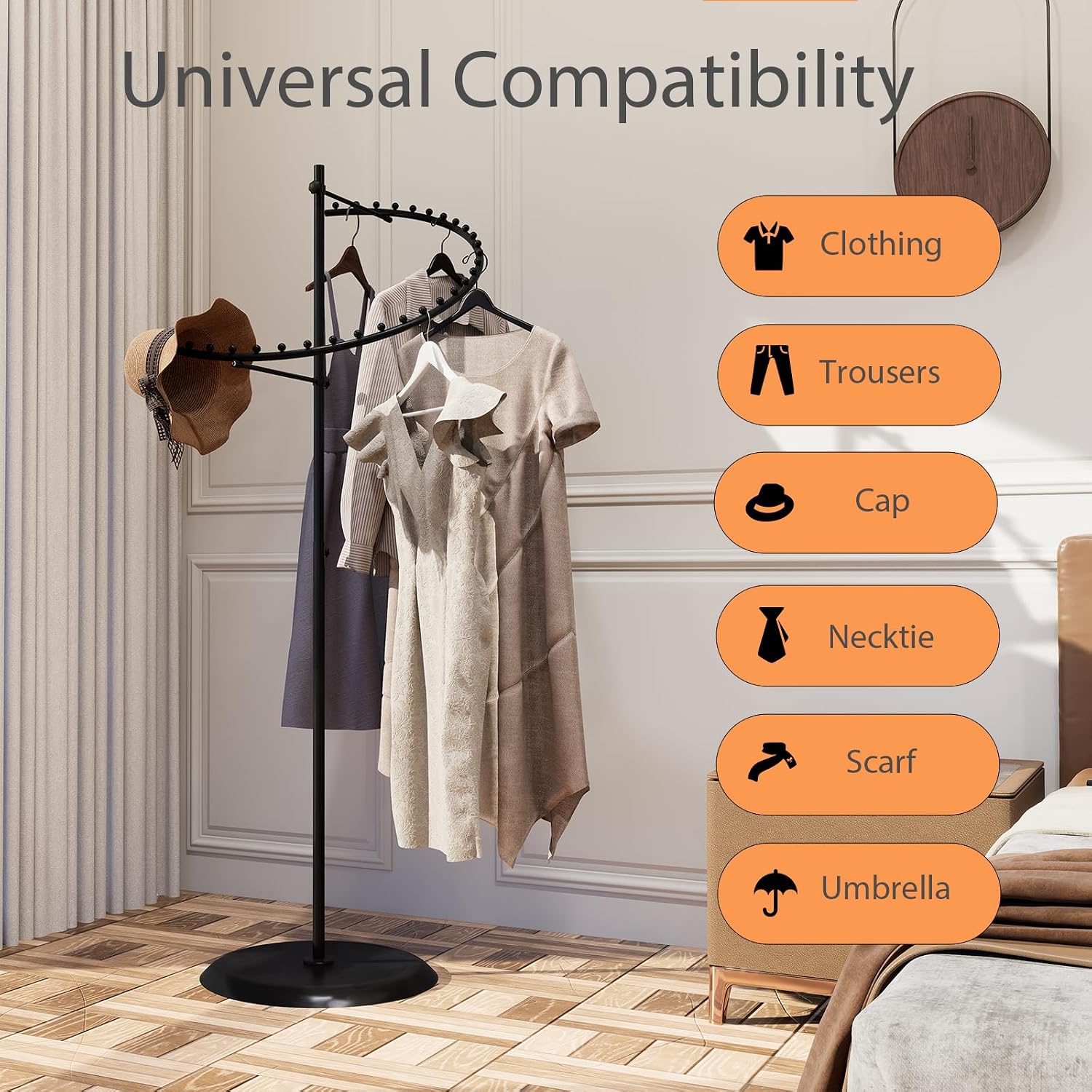 Spiral Clothing Rack Garment Racks Heavy Duty Black Rack Freestanding Clothes Racks for Bedroom Living Room Store