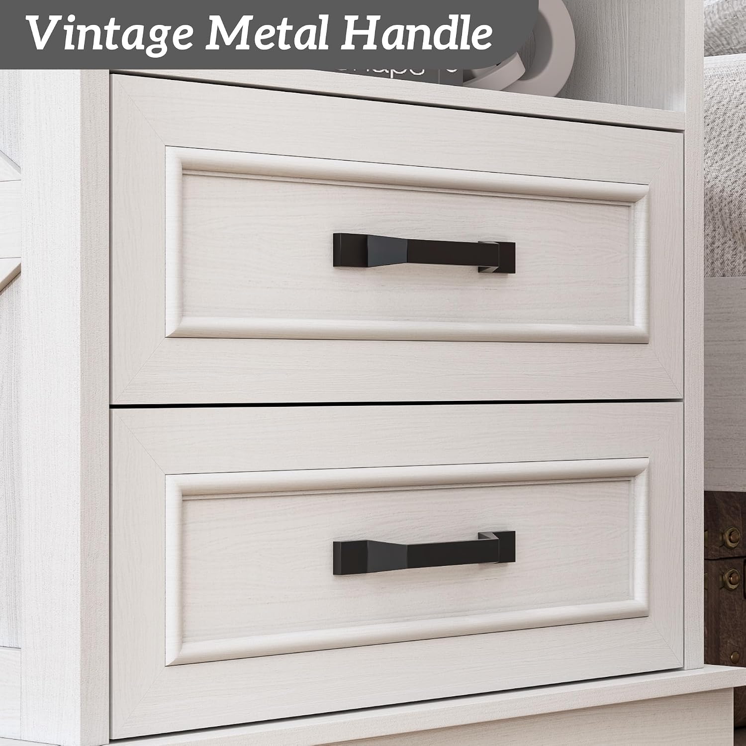 Fluest 24' Tall Farmhouse Nightstands Set of 2, Night Stands with Fast Charging Station, Beside Tables with Drawers and Open Storage, Rustic End Tables for Bedroom, Antique White
