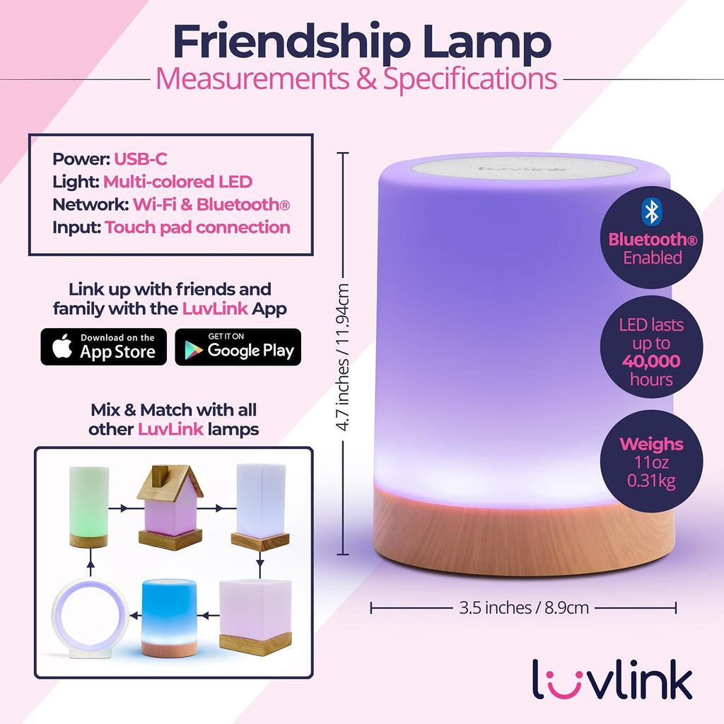 LuvLink Friendship Lamps No Subscription WiFi Touch Lamp for Long Distance Relationships, Couples, Friends & Family - Gift Ready (Set of Three)