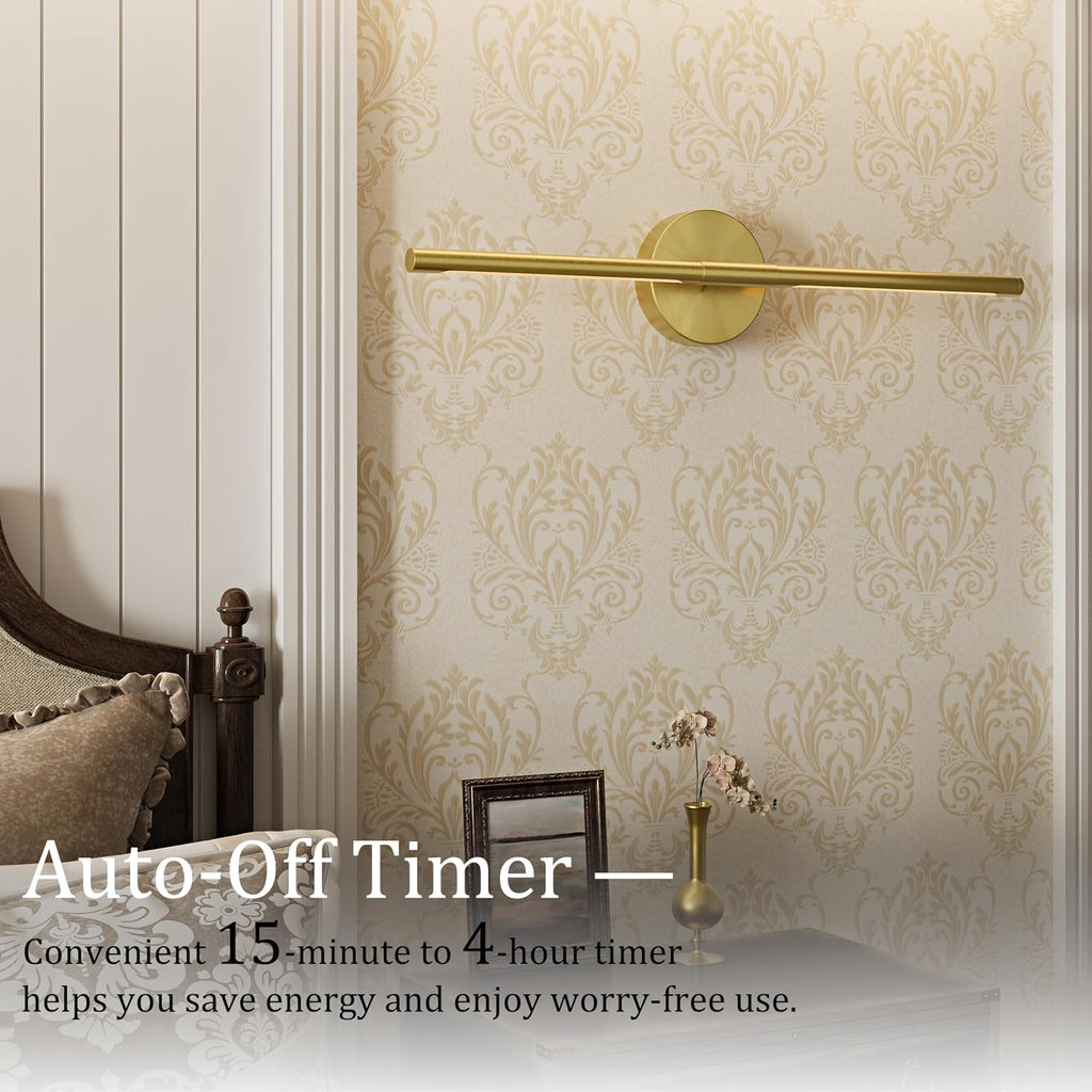 40 Inch Battery Operated Wall Sconce Set of 2-8000mAh, Rechargeable, Dimmable, 3000K-6000K, Remote, Touch Control, Timer, 350° Rotate, LED Wall Lamps for Living Room, Bedroom, Gold