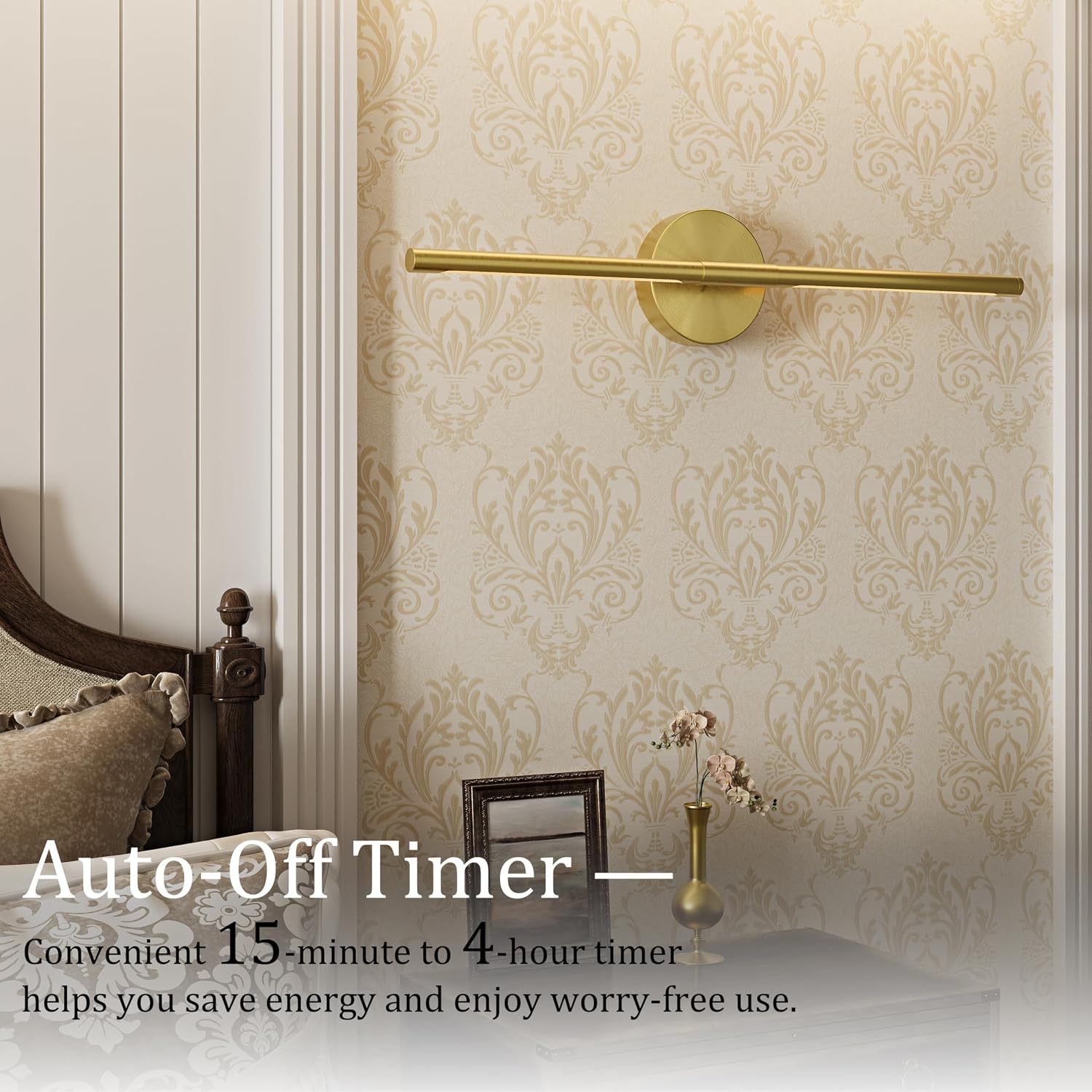 40 Inch Battery Operated Wall Sconce Set of 2-8000mAh, Rechargeable, Dimmable, 3000K-6000K, Remote, Touch Control, Timer, 350° Rotate, LED Wall Lamps for Living Room, Bedroom, Gold