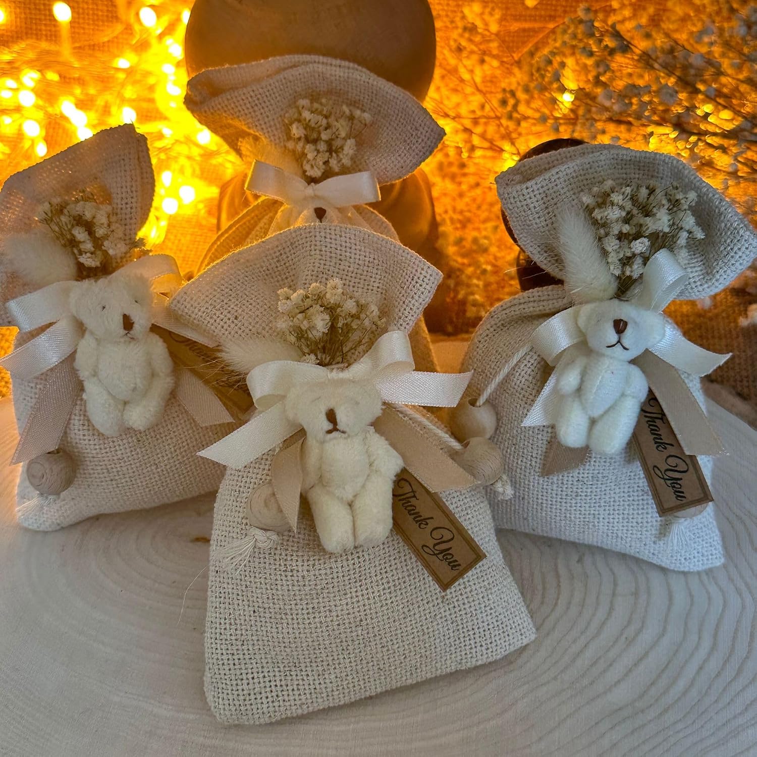 Lavender Scented Cute Teddy Bear Shaped Bag Favors in Bulk • Pouches, Sachets for Drawers • Dried Flower Mini Bouquet Freshners • Baby, Bridal Shower (70 Pieces)