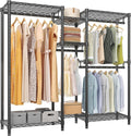 VIPEK Classic V6 Medium Heavy Duty Clothes Rack, 7-Tier Garment Rack with Adjustable Shelves, Portable Closet with 4 Hanging Rods, Space-Saving, 750lbs Capacity, 59.8' L x 14.6' W x 76.4' H, Black