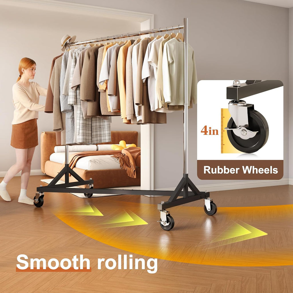 HOKEEPER Clothes Rack Z Rack Clothing Rack Commercial Garment Rack with Lockable Wheels Height Adjustable Coat Rack Heavy Duty Clothes Rack for Bedroom, Living Room, Laundry, Balcony 71' H, 2 Pack