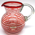 Ruby Red Spiral 120 oz Large Bola Pitcher, Recycled Glass, Lead-free, Toxin-Free (Pitcher)