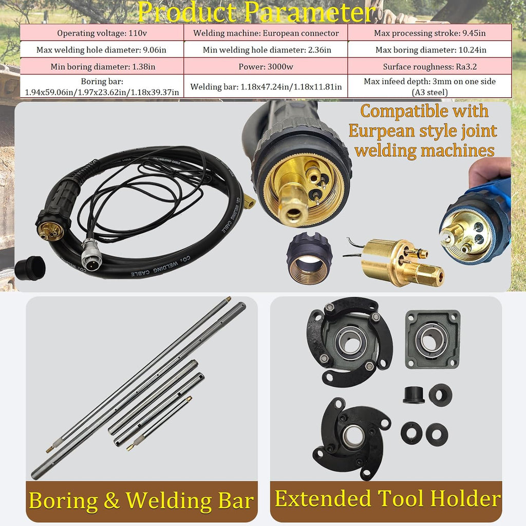 TECHTONGDA Portable Line Boring and Welding Machine, 2 in1 Overlay Welding Machine Bore Welder, Excavator Repair Inner Bore Welder, Hole Drilling Connecting Rod Boring Machine with European Connector