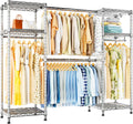 Ulif E7 Garment Rack, Heavy Duty Clothes Storage System with Extendable Hangers Rods, Metal Clothing Rack with 6 Wire Shelves, (52.3'-72') W x 14.5' D x 71.2' H, Load 838lbs, Chrome