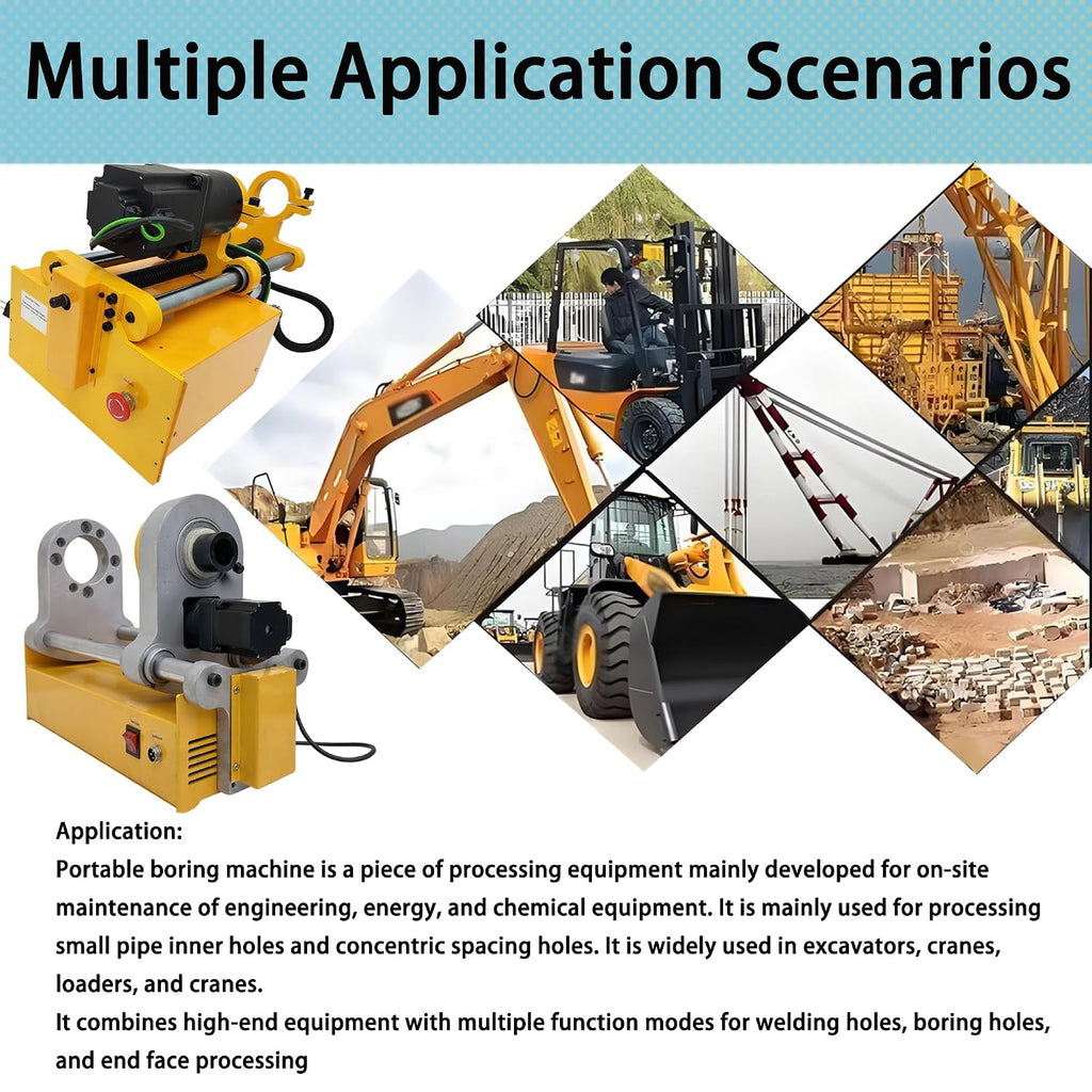 Line Boring and Welding Machine, 110V Line Boring Machine 55-260mm Hole Drilling Repair Bores with Control Handle, 150cm Bar, European Connector for Excavators, Loaders, Cranes No MIG Welder