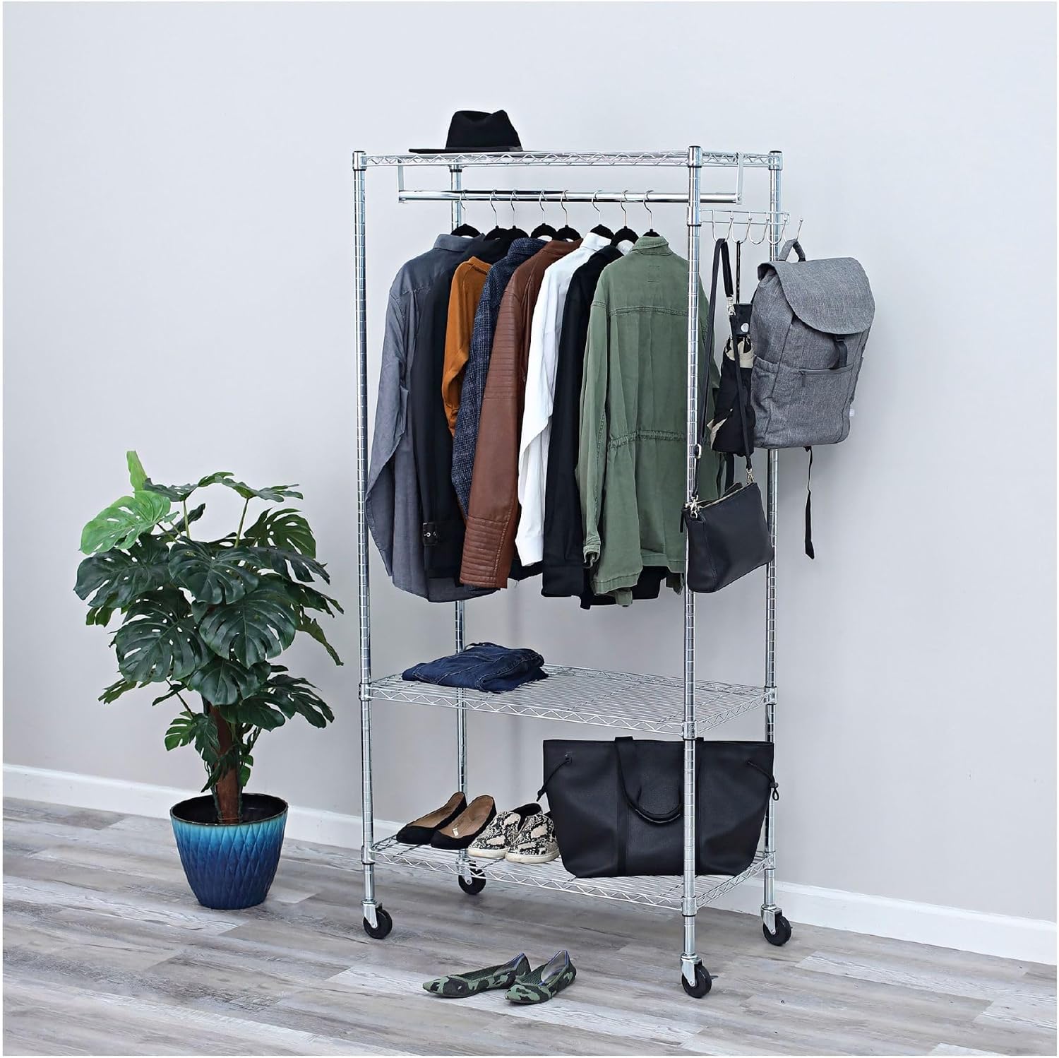Alera ALEGR363618SR 36 in. W x 18 in. D x 75 in. H 30 Garments Wire Shelving Garment Rack - Silver