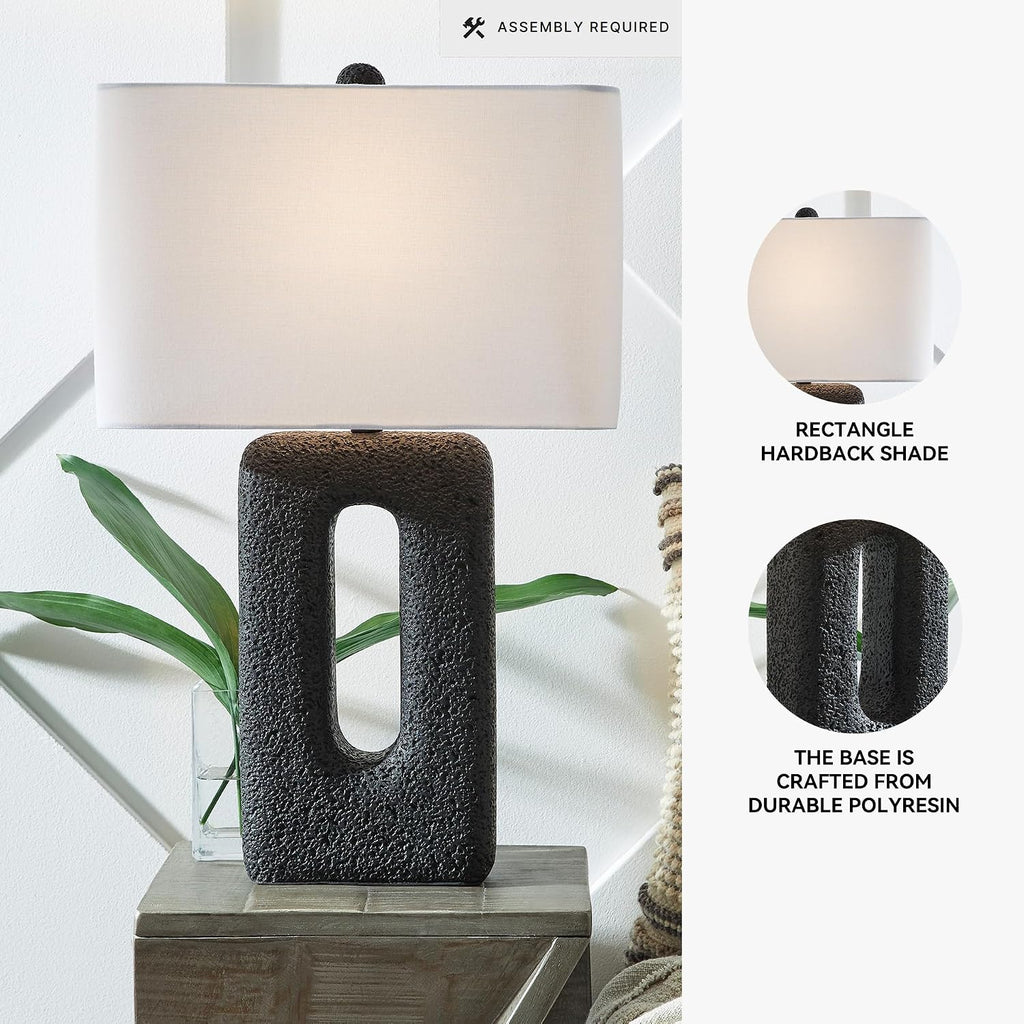 Signature Design by Ashley Wimmings Contemporary Textured Polyresin Table Lamp with 3-Way Switch, Set of 2, Black