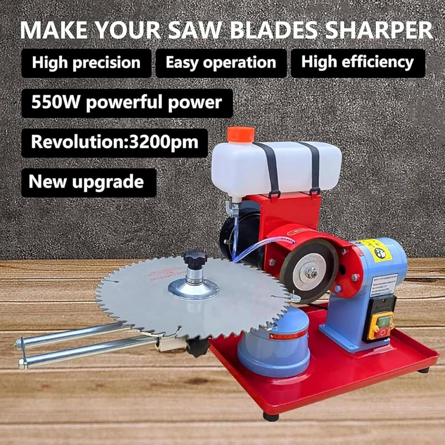 Electric Circular Saw Blade Sharpener, Multi Tool Blade Sharpener, Dry Wet Circular Saw Blade Sharpener 2850rpm Saw Blades Polishing Machine Carbide Tips Sharpening Tool 370W