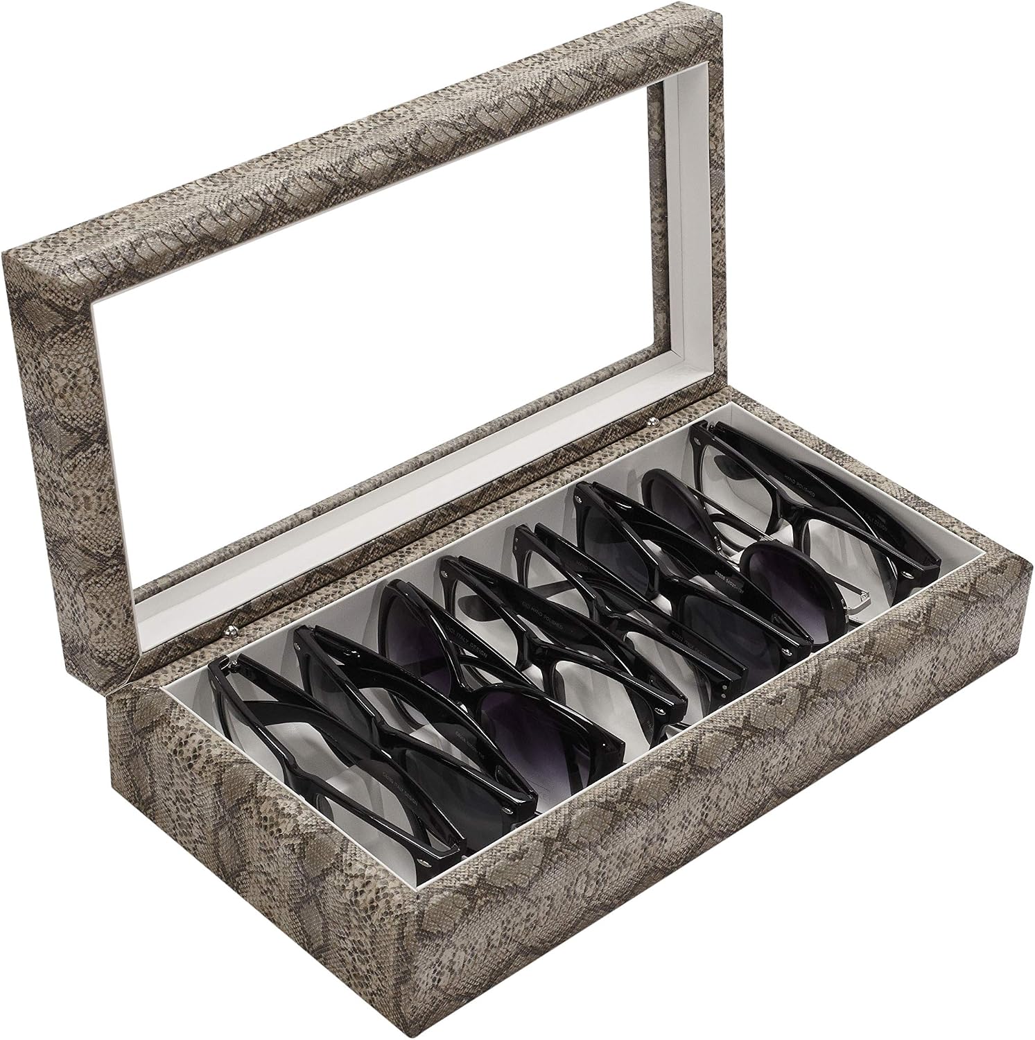 OYOBox Maxi Luxury Eyewear Organizer, Wood Box for Glasses + Sunglasses, Exotic Print Collection