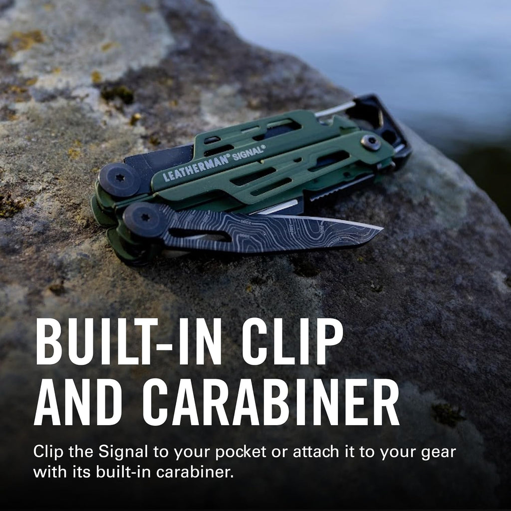 LEATHERMAN, Signal, 19-in-1 Multi-tool for Outdoors, Camping, Hiking, Fishing, Survival, Durable & Lightweight EDC, Made in the USA, Topographical Print
