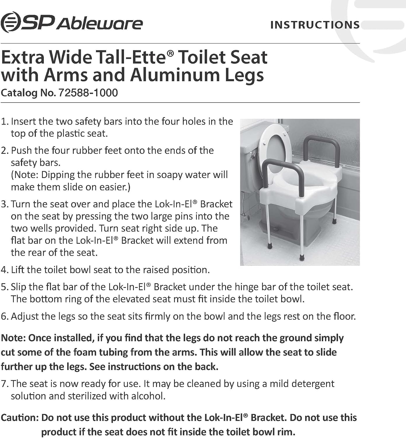 SP Ableware 9155 Tall-Ette Elevated Toilet Seat with Extra Wide Seating Surface and Leg, White