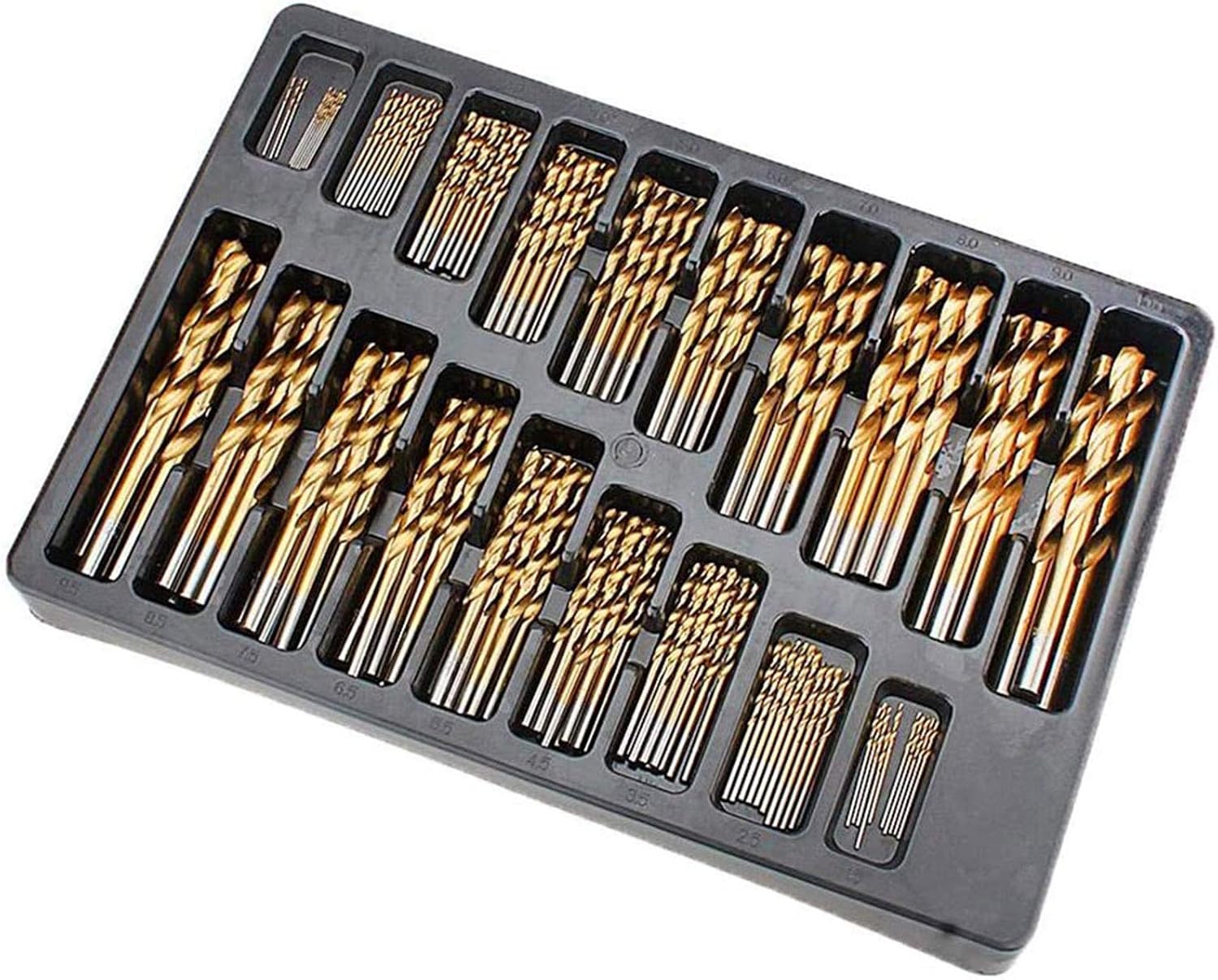 Ti‑Plated Drill Set,170Pcs 1‑10mm Metric Spiral Point Tap Straight Shank Ti Drill Bit C with Storage Case