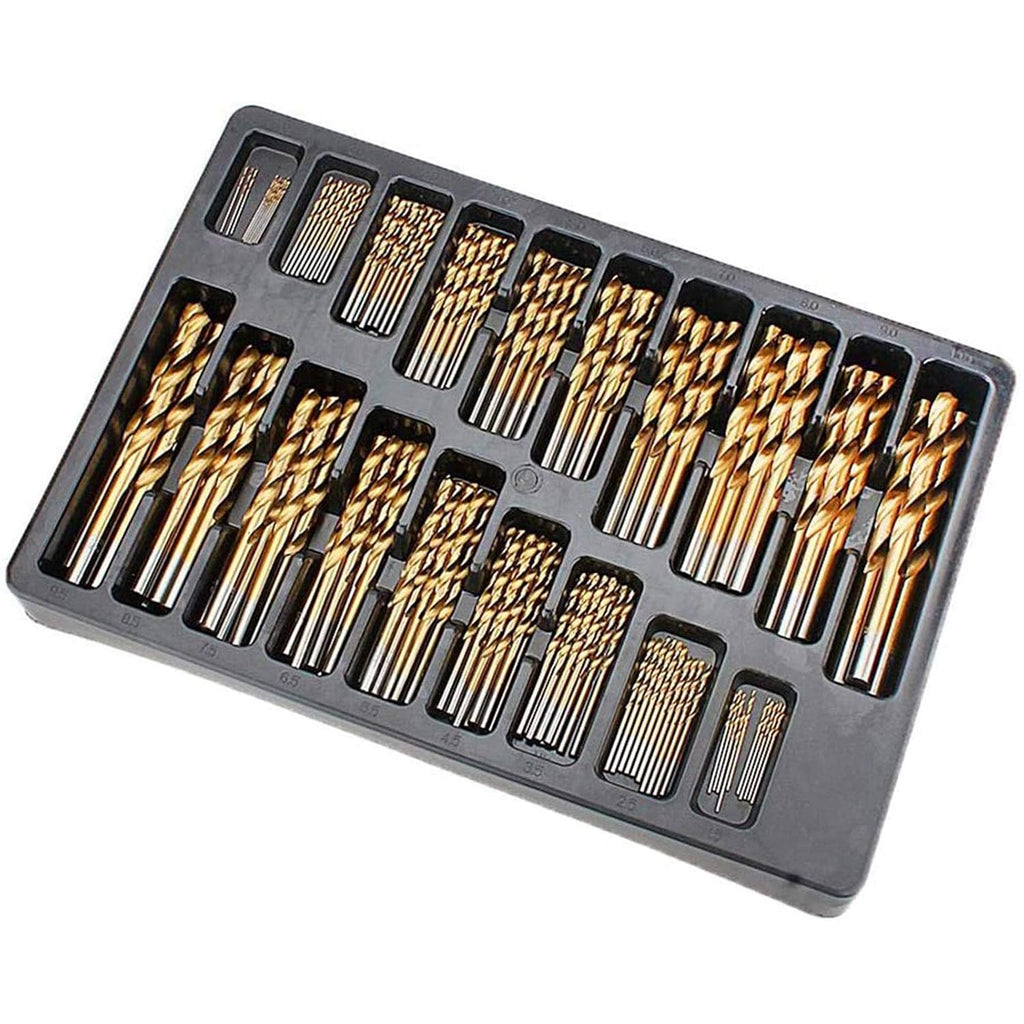 Titaniums Drill Bit Set, 170Pcs Straight Shank Ti Coated Drill Bits,Metric Spiral Point Metal Working Tools for Wood Plastic