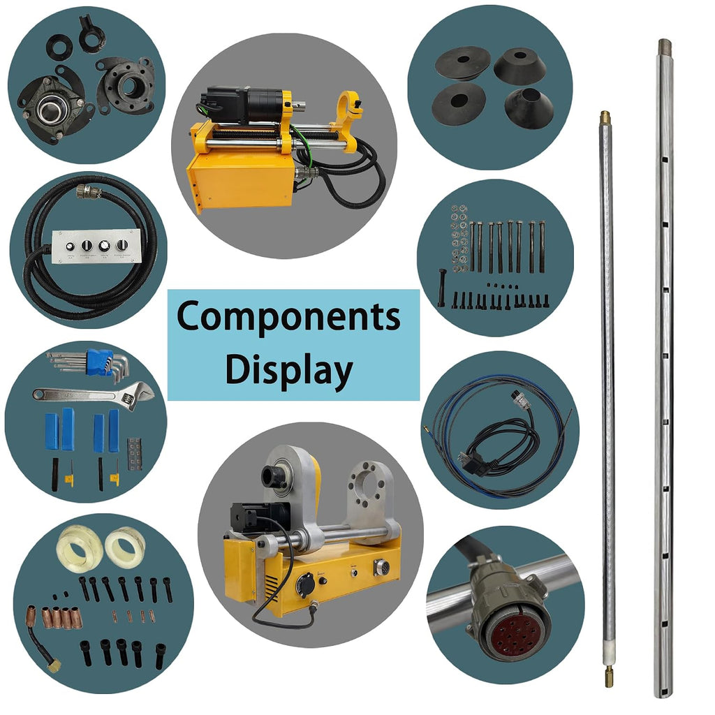 Line Boring and Welding Machine, 110V Line Boring Machine 55-260mm Hole Drilling Repair Bores with Control Handle, 150cm Bar, European Connector for Excavators, Loaders, Cranes No MIG Welder