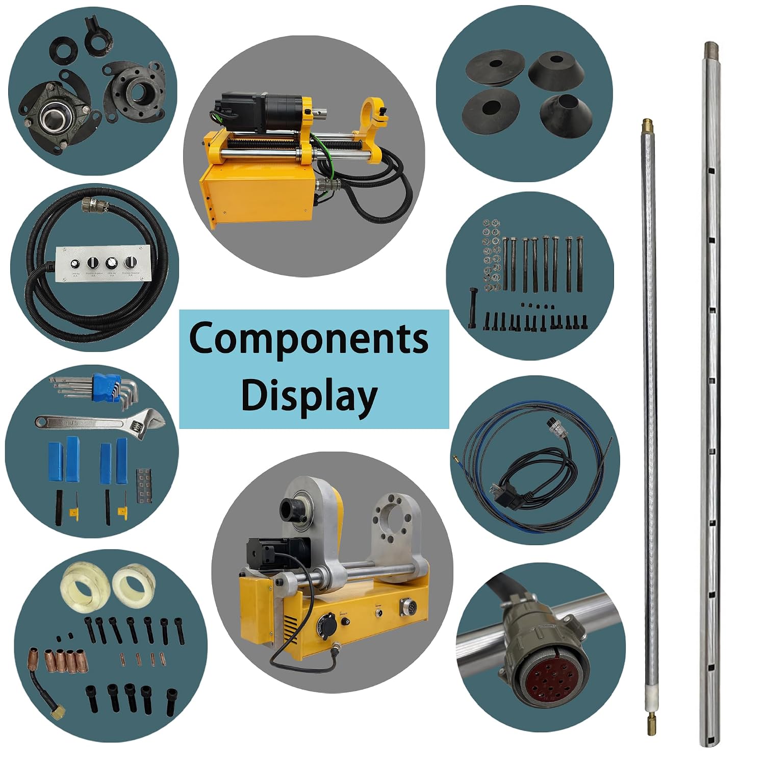 Line Boring and Welding Machine, 110V Line Boring Machine 55-260mm Hole Drilling Repair Bores with Control Handle, 150cm Bar, European Connector for Excavators, Loaders, Cranes No MIG Welder
