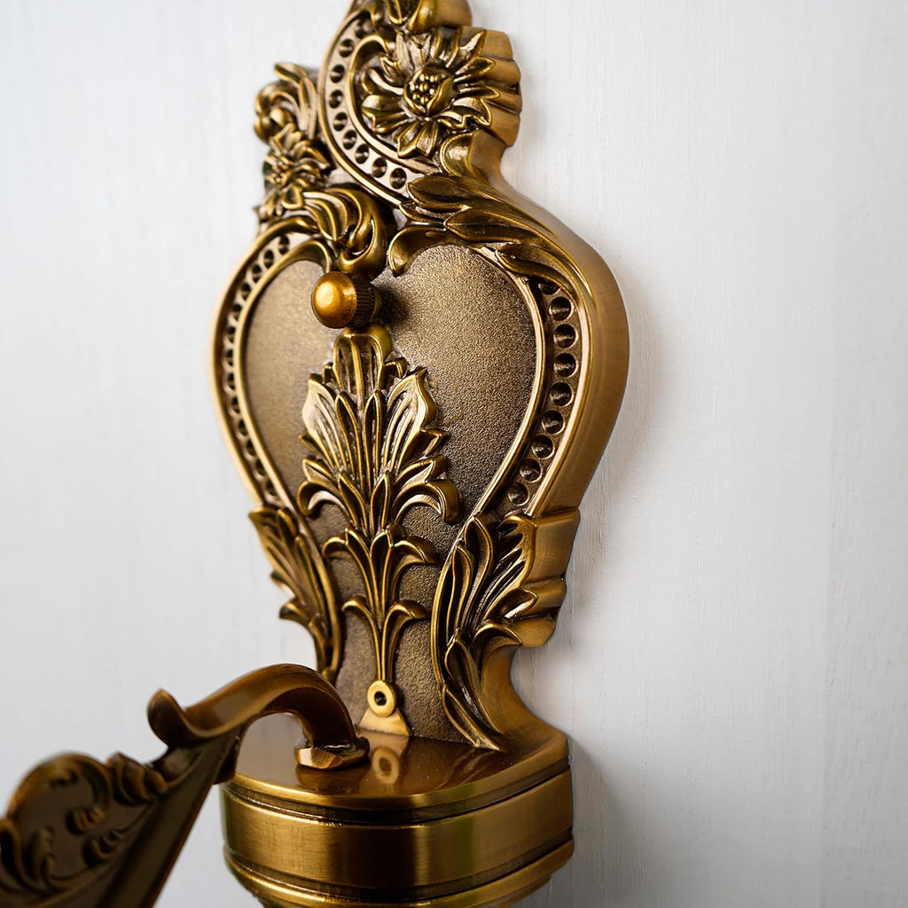 Glass Wall Sconce Set of 2, Antique Brass Wall Light, Crystal Floral Bedside Wall Lamp for Entrance, Bedroom, Hallway