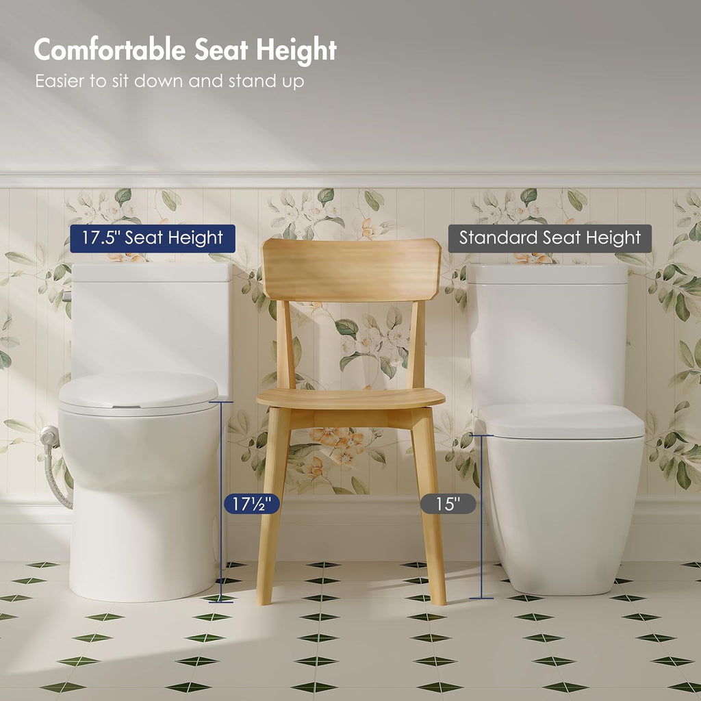 Eridanus One Piece Toilets for Bathroom, Elongated Toilet with Compact Soft Closing Seat, ADA Compliant 17' Toilet Bowl, 12' Rough in, Left Handle Powerful Flush 1.28GPF, Modern Ceramic Model 321S