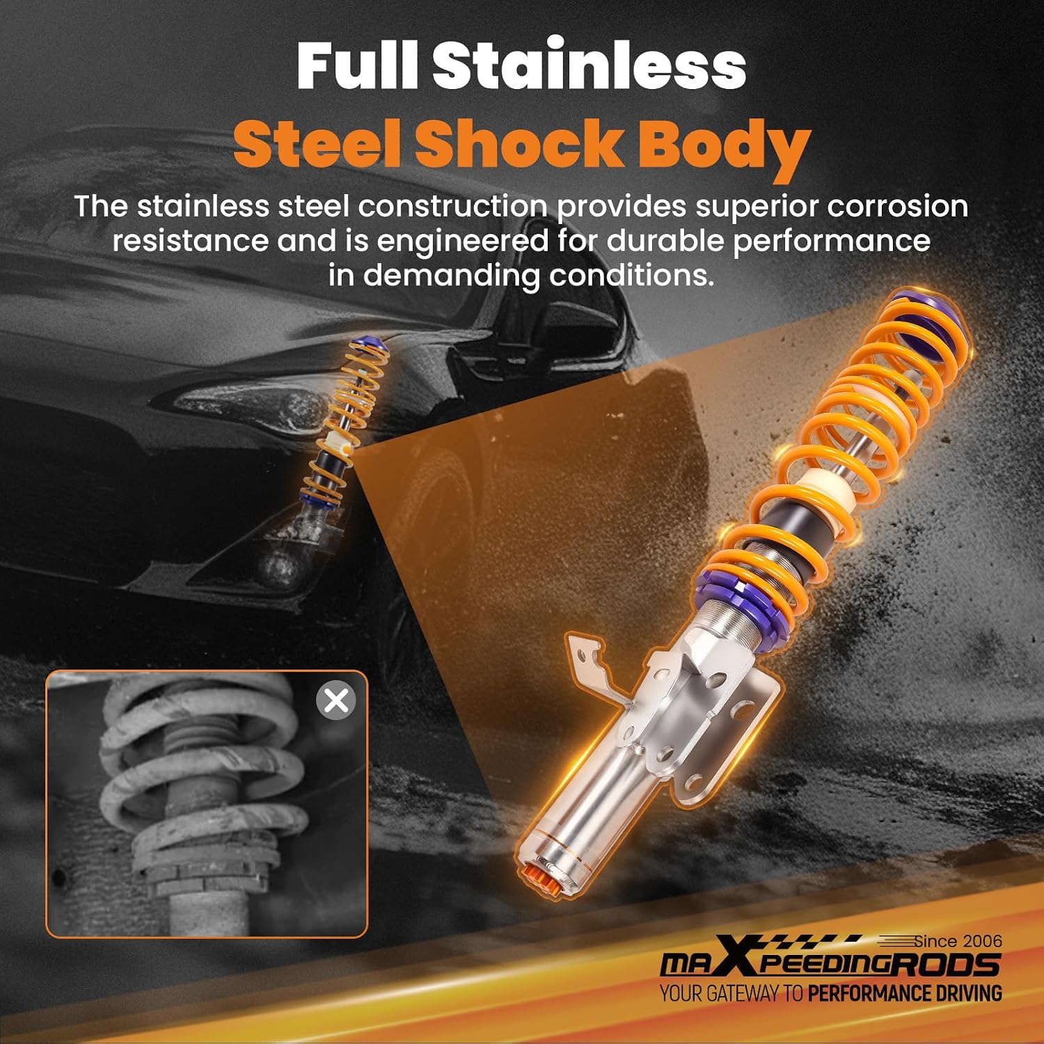maXpeedingrods Coilovers for Subaru BR-Z 2012-2021, for Scion FR-S 2012-2016, for Toyota 86 2017-2020, 24 Levels Rebound & 12 Levels Compression Damping Adjustable C3 Upgraded Series Lowering Kits