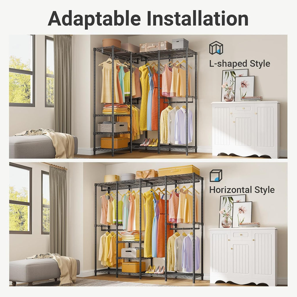 VIPEK V40C Medium Covered Clothes Rack, Freestanding Clothing Rack with Black Oxford Fabric Cover for Hanging Clothes, Adjustable Portable Closet Wardrobe for Bedroom & Walk-in Closet, Max Load 900LBS