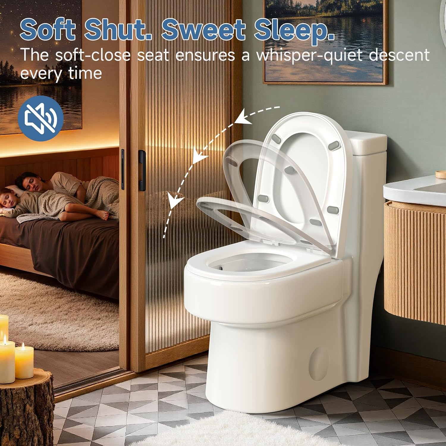 Compact One Piece Toilet with Soft-close Seat Lid, Power Dual Flush 1.2/1.85 GPF, Modern Standard White Toilet Bowl, Water Saving Toilet For Bathroom, 12'' Rough-in,Dirt-resistant Glazed