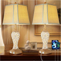 28.5' Rustic Table Lamp Set of 2 For Living Room Farmhouse Lamps for Bedroom, Bedside Lamps with Night Lights And USB C+A Charging Ports for Decor Office Study Hotel (Bulbs Included)