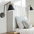 360 Lighting Wray Modern Wall Lamps Set of 2 Rich Black Brass Hardwired 7 1/4' Fixture Adjustable Arm Metal Cone Shade for Bedroom Bathroom Vanity House Reading Living Room Home Hallway