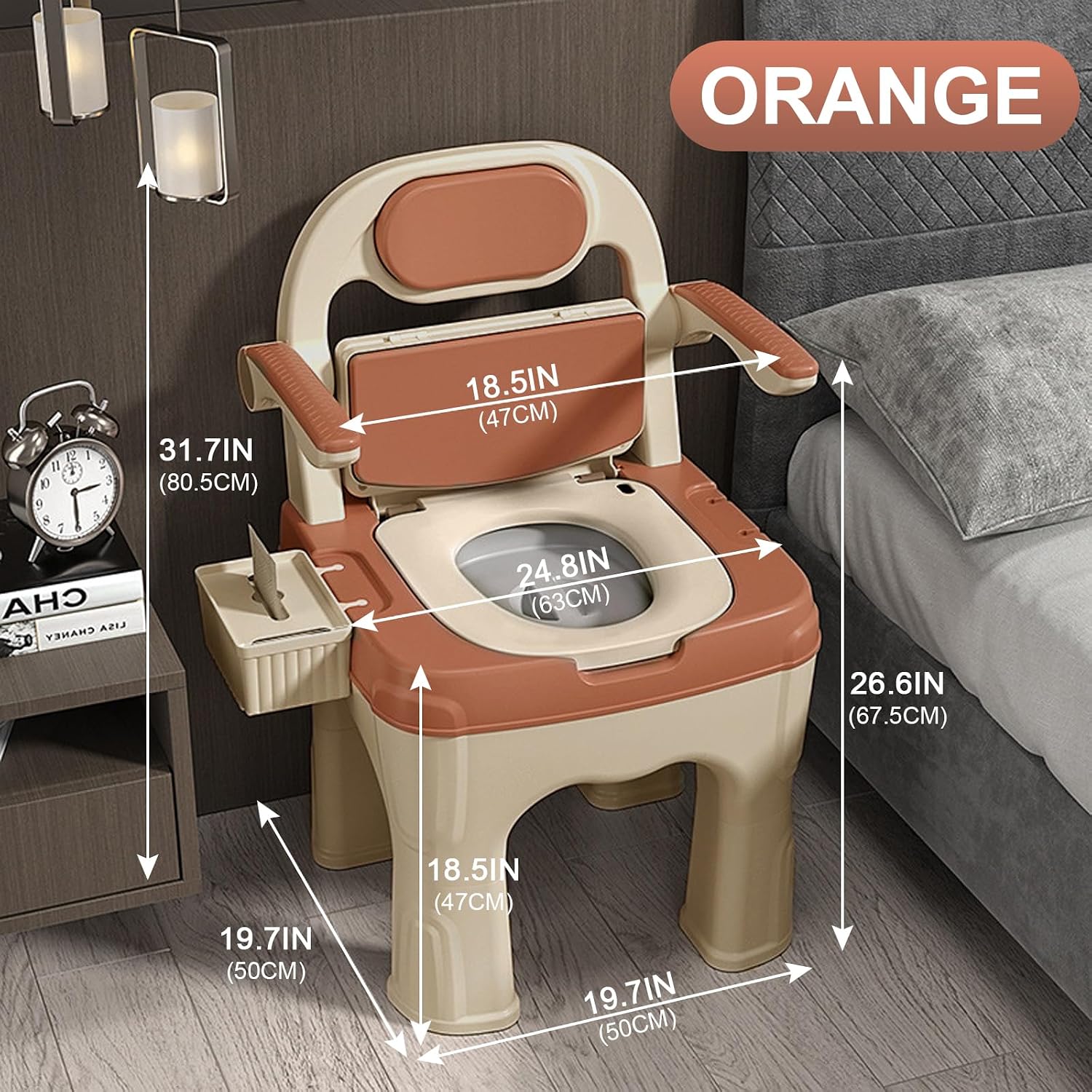 Adjustable Bedside Commode Chair for Seniors and Disabilities Ultra Wide Seat Up to 660 Lbs Capacity Height Adjustable Toilet Chair for Elderly and Disabled Blue Upgrade