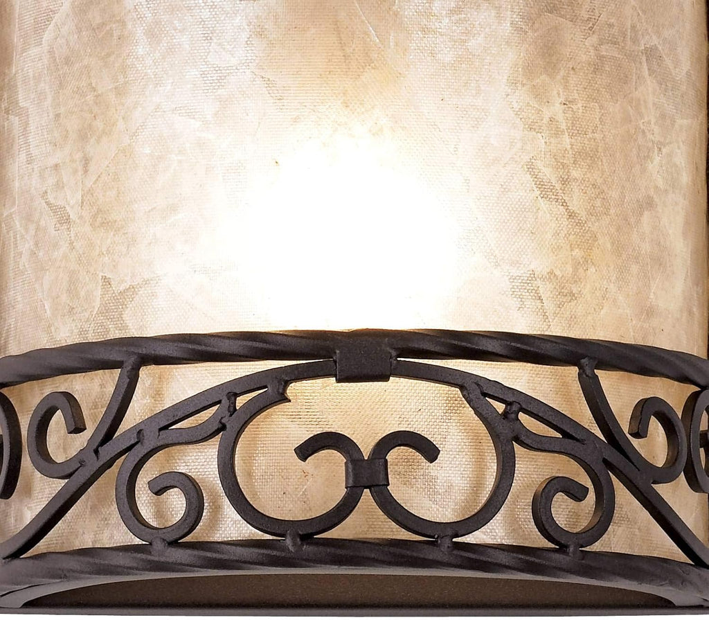 John Timberland Natural Mica Collection Antique Wall Light Sconces Set of 2 Rustic Walnut Brown Hardwired 12 1/2' High Fixture Scrollwork for Bedroom Bathroom Bedside Living Room Home Hallway