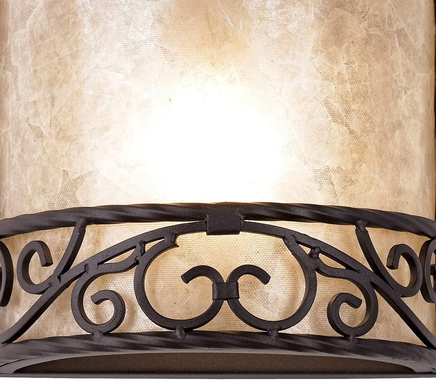 John Timberland Natural Mica Collection Antique Wall Light Sconces Set of 2 Rustic Walnut Brown Hardwired 12 1/2' High Fixture Scrollwork for Bedroom Bathroom Bedside Living Room Home Hallway