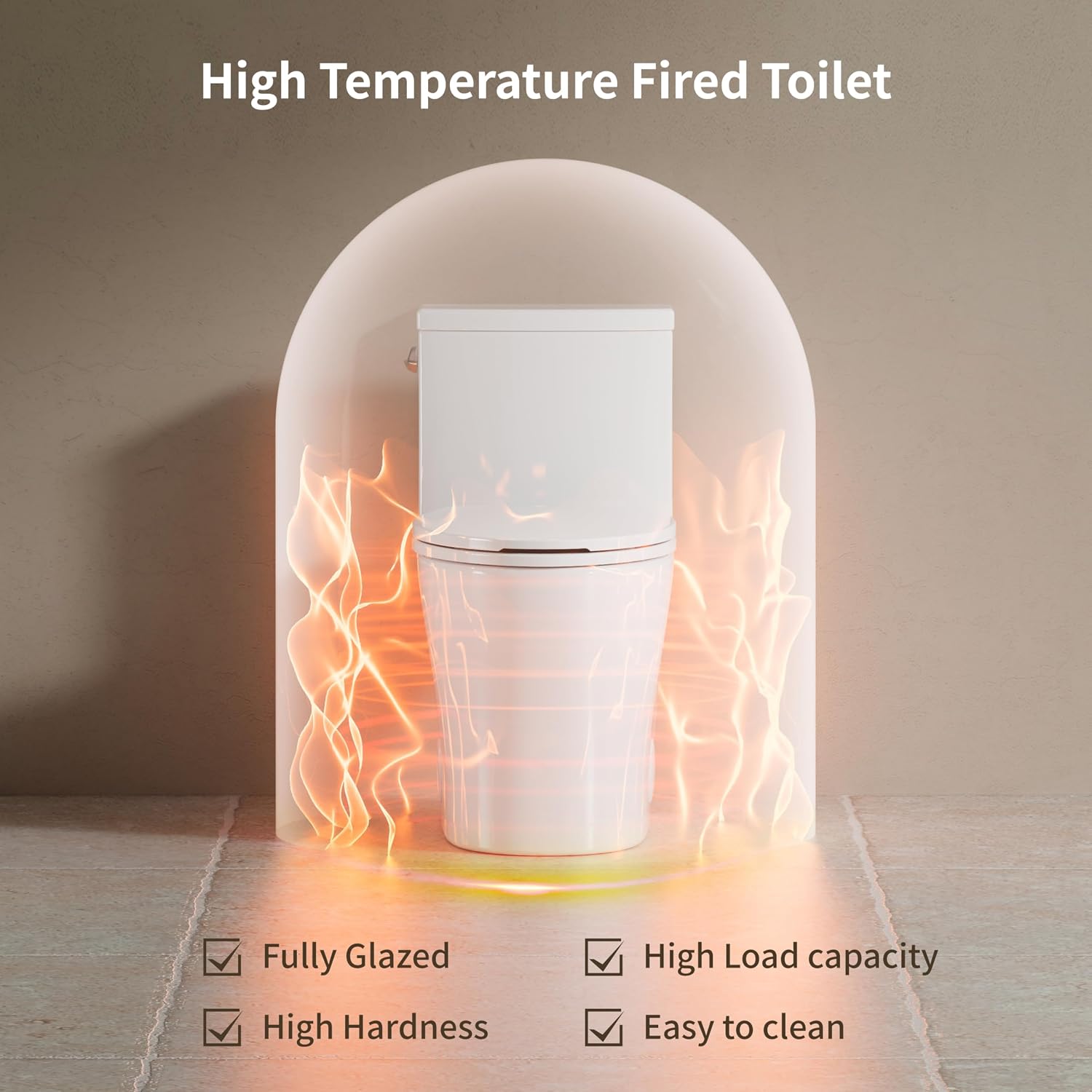 KE KING One Piece Toilet with Powerful Flush, Compact Toilet Elongated Side Lever Flush 1.28 GPF, Sleek Design White Toilet Bowl, MAP Score 1000g, 12'' Rough-in, Certified Quality