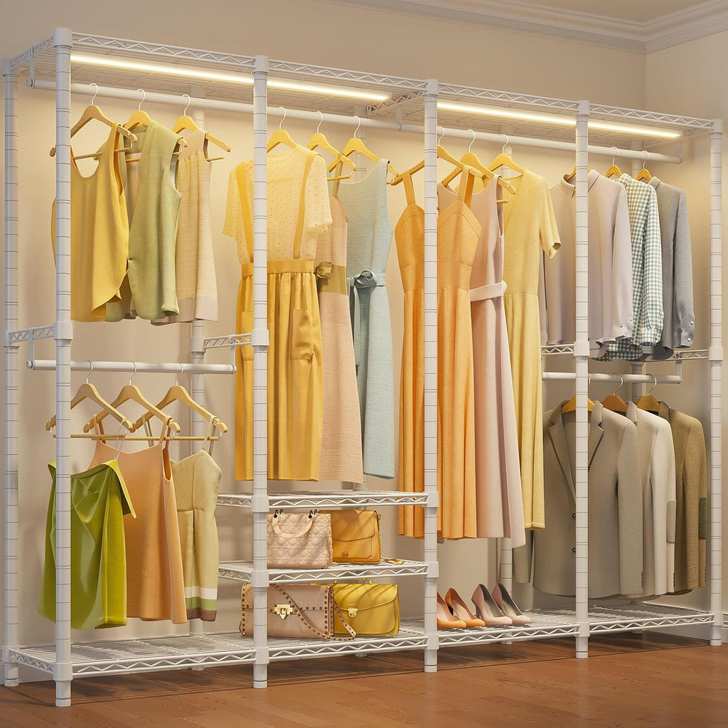 VIPEK V40L Clothes Rack With Dimmable LED Lights, 3000K Warm White, Heavy Duty Clothing Rack for Hanging Clothes Portable Closet Wardrobe Freestanding for Bedroom, Max Load 890lbs